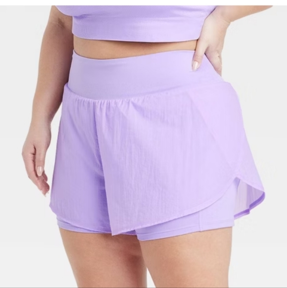 Women's Woven High-Rise 2-in-1 Run Shorts 3" - All In Motion Violet XXL